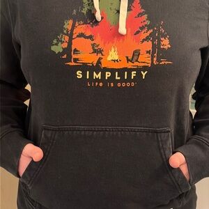 Life Is Good Black Hoodie with Blue Logo